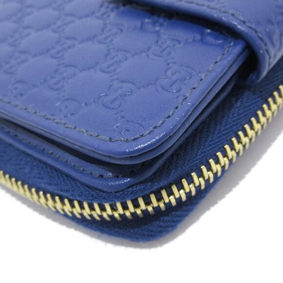 GUCCI Micro Guccissima Blue Leather Bifold Wallet 220-081025 - Picture 5 of 10